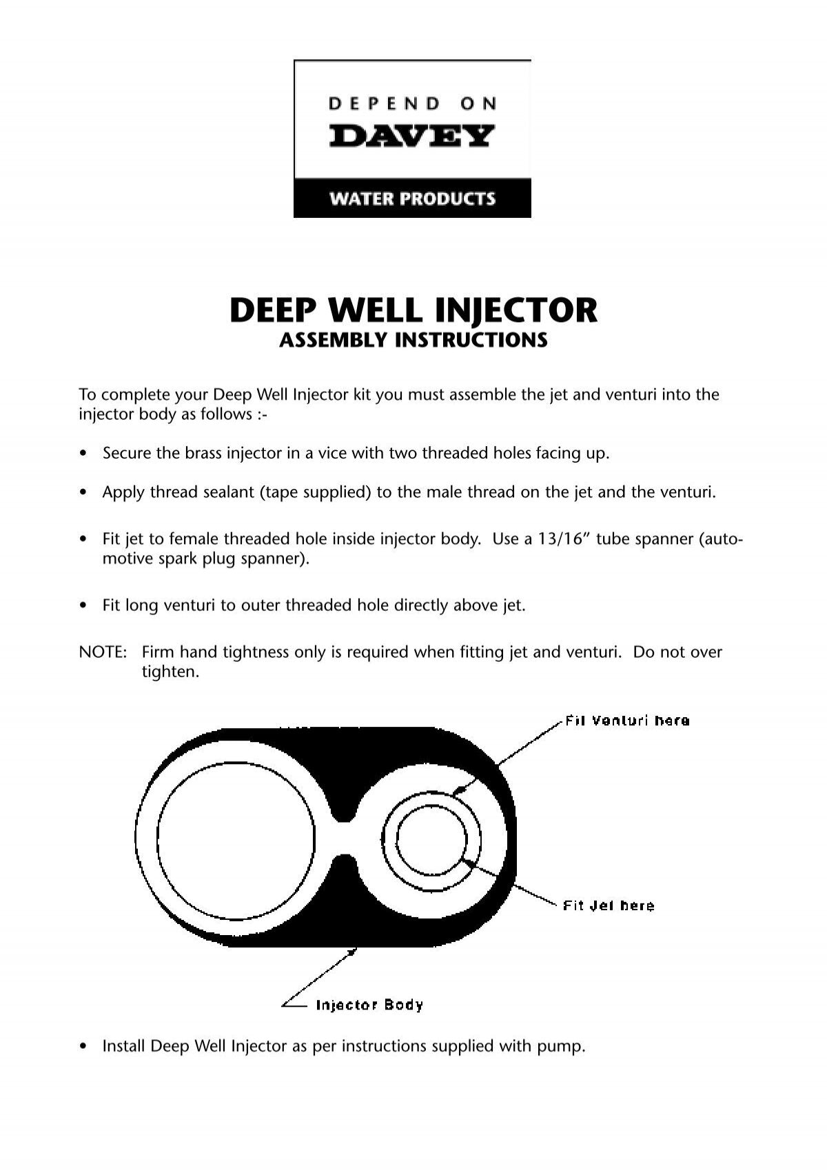 Davey 23125 Deep Well 5” Injector Assembly 1002