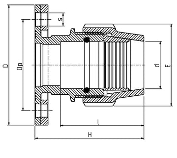 Plasson COMPRESSION FLANGE ADAPTOR 50-2" ISO (2.1/2" TABLE)