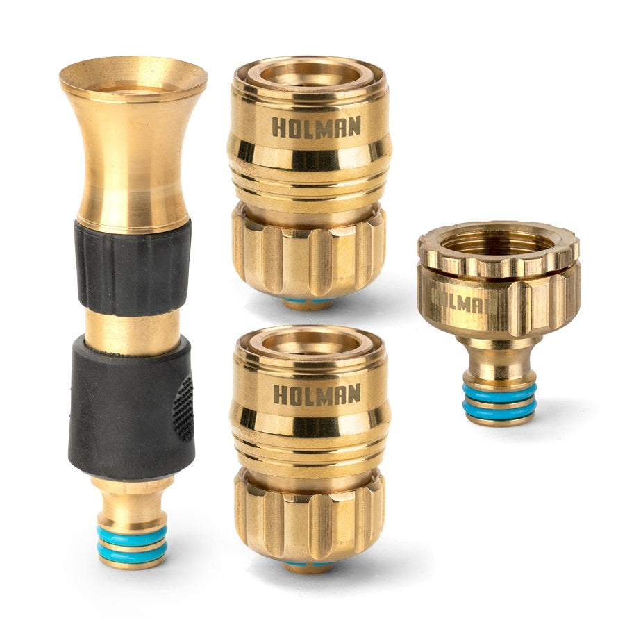 12mm Brass 4 Piece Hi-Flow Nozzle Connector Set