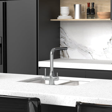 TRIPLA Elite 3-in-1 Gooseneck Mixer Tap - Brushed Gold Stainless Steel