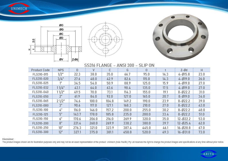 3/4  C300 ANSI FLANGE NPT