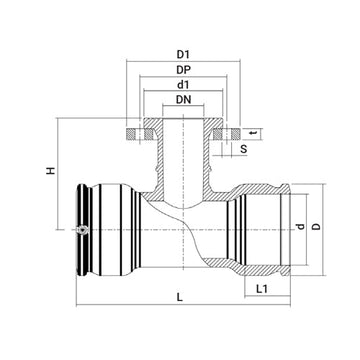 Plasson FLANGED TEE 125-100-125