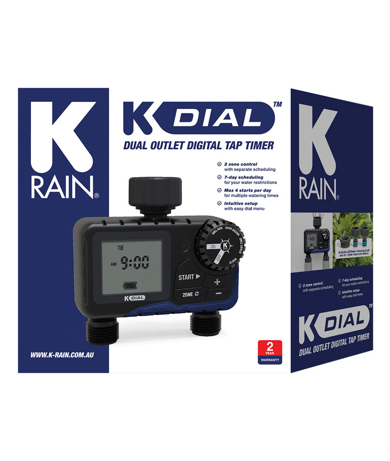 K-Rain EzyDial Dual Outlet Tap Timer