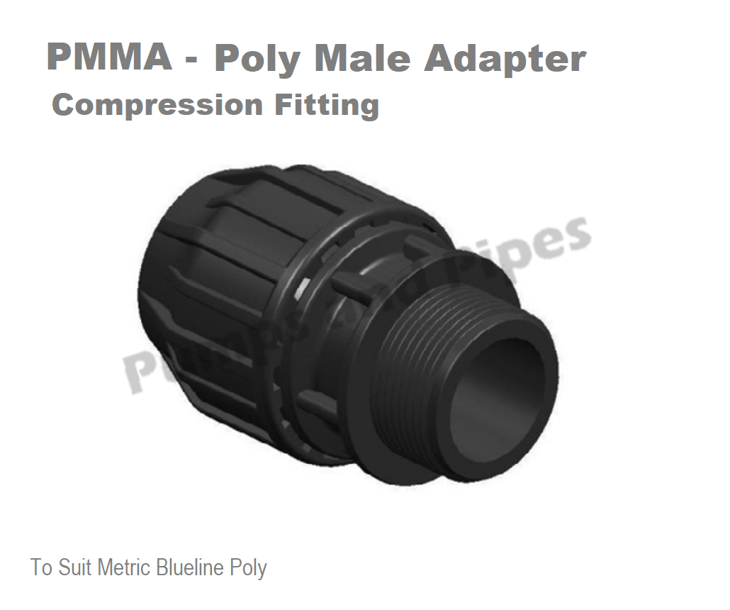 Poly Compression Male Adaptor 16mm x 1/2"