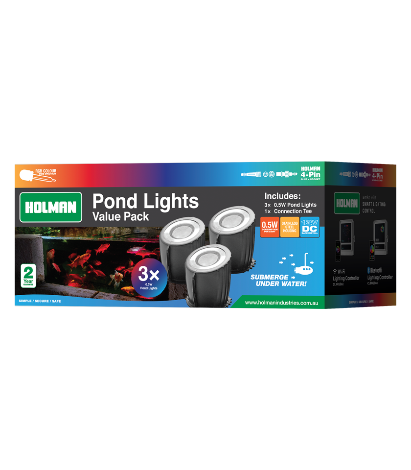 Pond Light Kit 0.5w RGB 3pkt w/  3 T - Cable