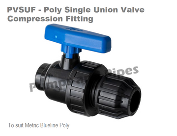 Poly Valve Single Union Female 25mm x 3/4"