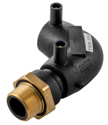 Plasson 90° ELBOW MALE TRANSITION EF BRASS 63-2"