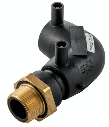 Plasson 90° ELBOW MALE TRANSITION EF BRASS 50-1"